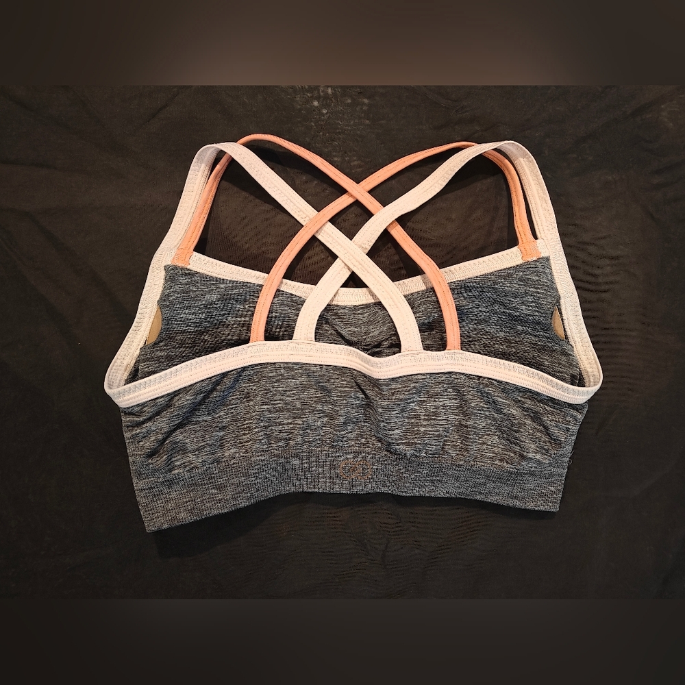 Calia By Carrie Underwood Grey Pink Peach Cross Strap Sports Bra Size XL - Picture 2 of 4